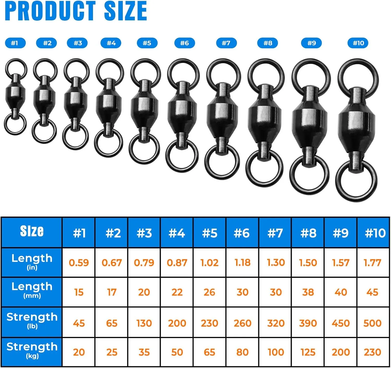 20PCS High Strength Fishing SwivelsBall Bearing Swivels Fishing Tackles Stainless Steel Fishing Swivel Connectors for Freshwater Saltwater Fishing