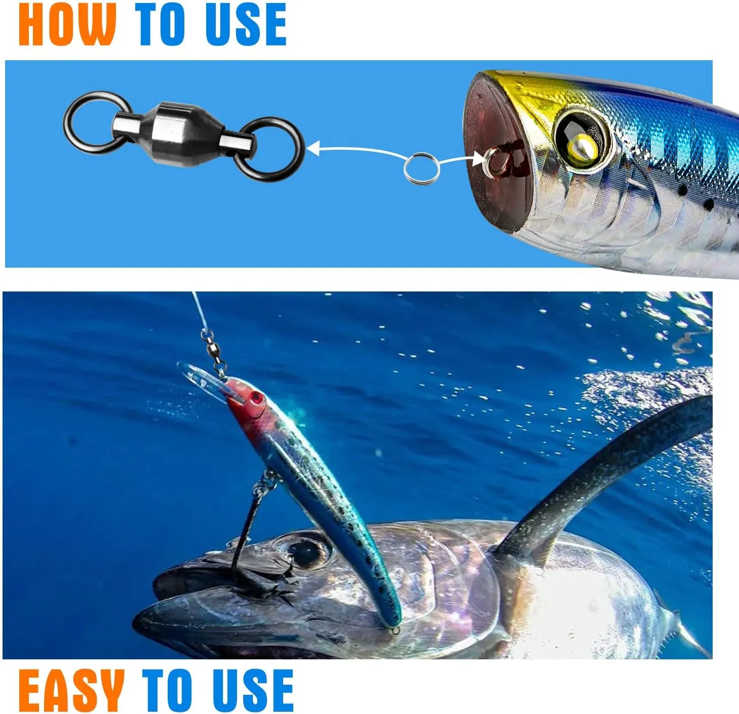 20PCS High Strength Fishing SwivelsBall Bearing Swivels Fishing Tackles Stainless Steel Fishing Swivel Connectors for Freshwater Saltwater Fishing