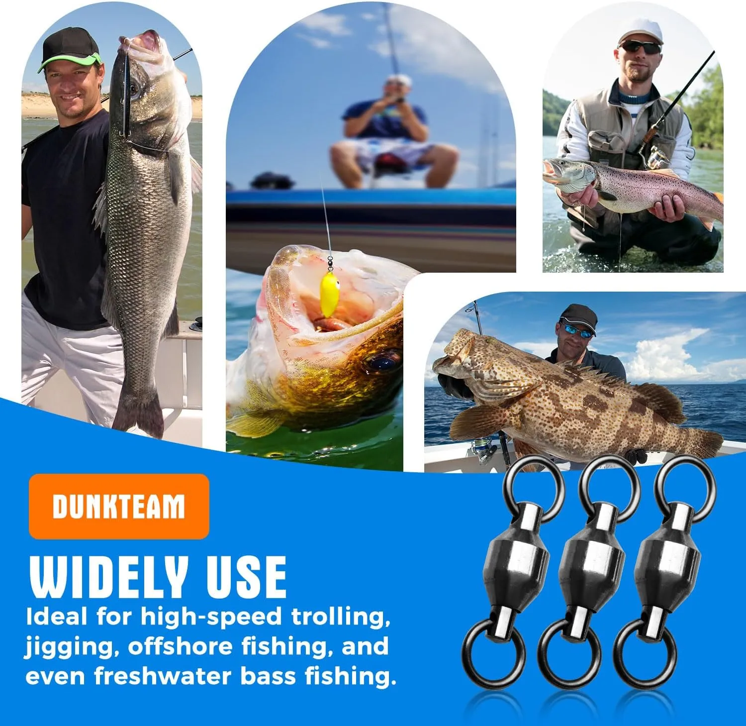 20PCS High Strength Fishing SwivelsBall Bearing Swivels Fishing Tackles Stainless Steel Fishing Swivel Connectors for Freshwater Saltwater Fishing