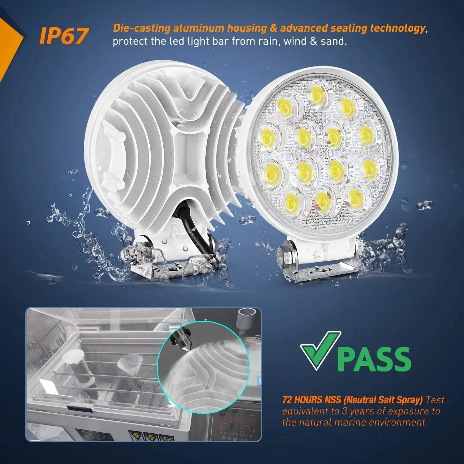 4.5 Inch 42W 4200LM Round Flood White Case Led Work Lights (Pair)