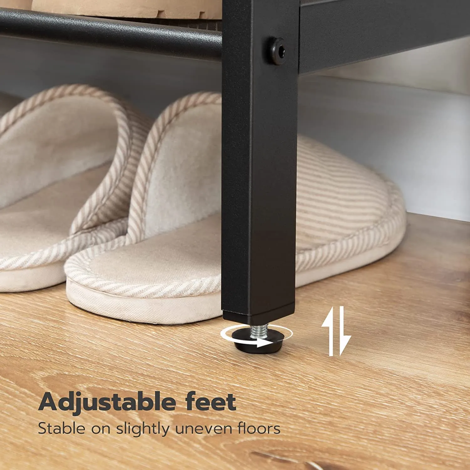 5-Tier Industrial Shoe Rack with Storage Bench, Durable