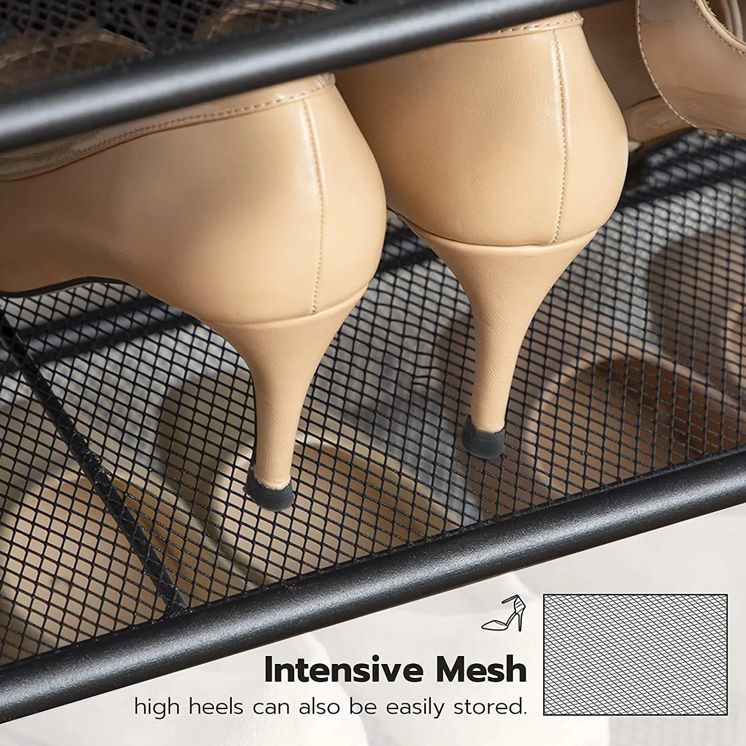 5-Tier Industrial Shoe Rack with Storage Bench, Durable