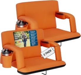 Alpcour Reclining Stadium Seat  Wide Bleacher Chair with Back Support and Cushion, Armrests, Side Pockets, and Bleachers Hook  Best Stadium Seats Chairs for Camping, Kayak, & Paddle Board Backs