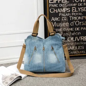 Annmouler Women Large Capacity Tote Bag Quality Denim Handbag Luxury Ladies Shoulder Bag Light Blue bolso mujer 2022 Purse