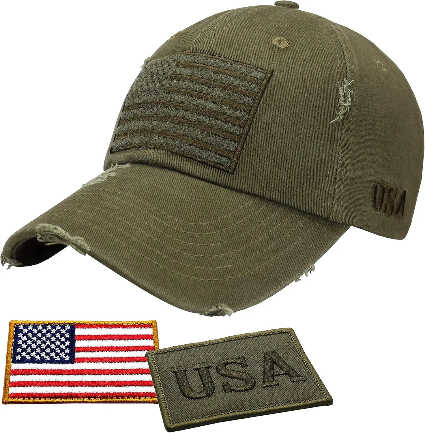Antourage American Flag Unisex Baseball Hat for Men and Women | USA Flag Mesh Snapback Flat Visor Cap   2 Patriotic Patches