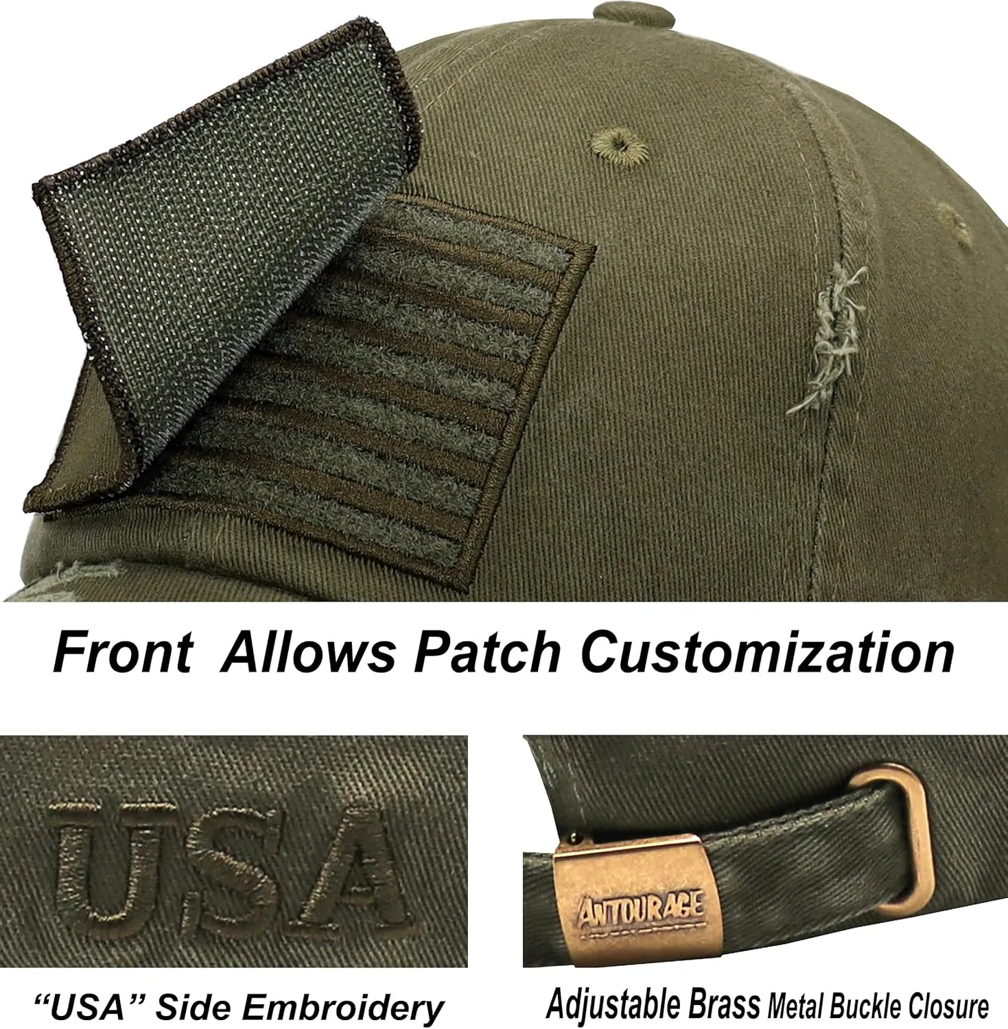 Antourage American Flag Unisex Baseball Hat for Men and Women | USA Flag Mesh Snapback Flat Visor Cap   2 Patriotic Patches