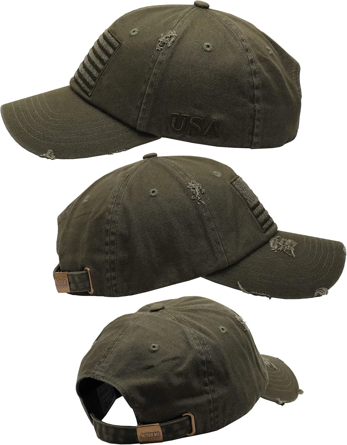 Antourage American Flag Unisex Baseball Hat for Men and Women | USA Flag Mesh Snapback Flat Visor Cap   2 Patriotic Patches