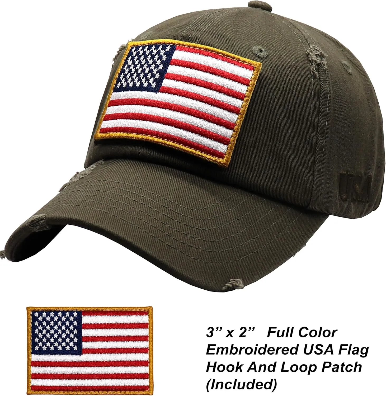 Antourage American Flag Unisex Baseball Hat for Men and Women | USA Flag Mesh Snapback Flat Visor Cap   2 Patriotic Patches