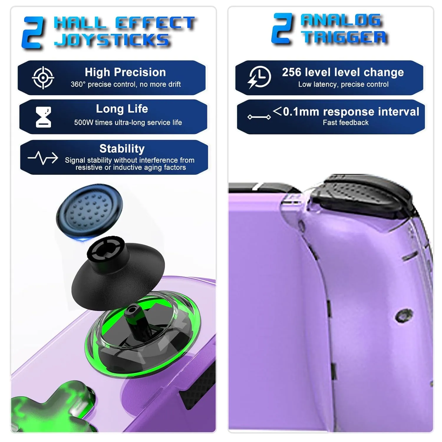 arVin Wireless Gamepad for iPhone, Android with Phone CASE Support/Green Light/Hall Effect Joystick/Turbo, Cell Phone Controller for iPhone 15/14/13/Samsung Galaxy 23/22/21/Call of Duty/Genshin/Diablo