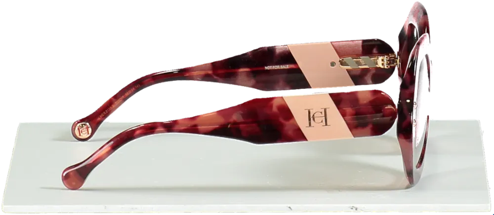 Carolina Herrera Cherry Brown Logo Arm Tortoiseshell Sunglasses