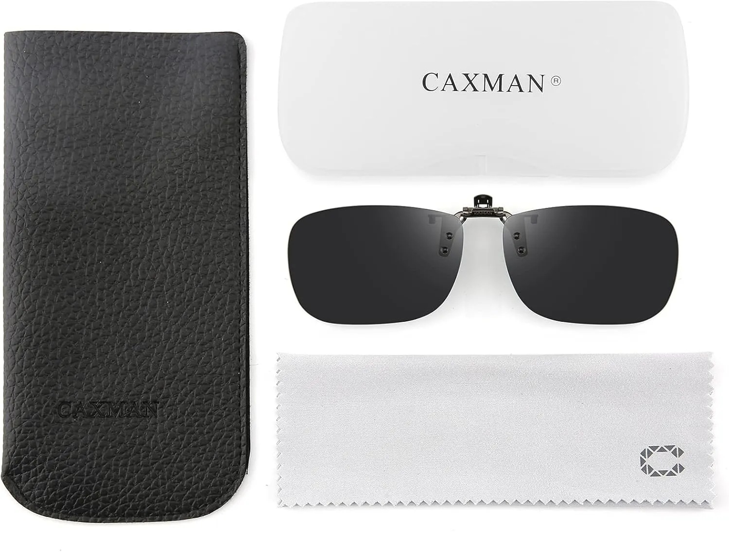 CAXMAN Polarized Clip On Sunglasses Over Prescription Glasses for Men Women UV Protection