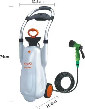CLICIC Pressure Sprayer with 7 Spray Modes, Camping Shower with Removable Hose and Shower Head for Camping Outdoor Traveling Hiking and Pet Bath (4 Gallon/16L)