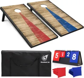 Cornhole Board Set Outdoor Game-Includes 2 MDF Wood Boards 4x2 Feet, Set of 8 Corn Hole Bean Bag Corn Hole Set