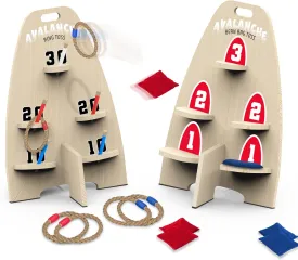 EastPoint Sports 2-in-1 Avalanche Toss and Ring Toss Game - Wooden Outdoor Game - Includes 6 Bean Bags & 6 Rings