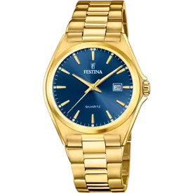 Elegant Festina F20555/4 Men's Classic Watch with Stainless Steel Strap and Blue Dial