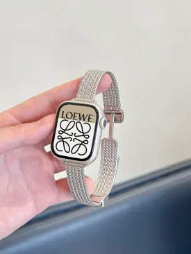 Elegant Stainless Steel Apple Watch Band with Wheat Magnetic Buckle Strap