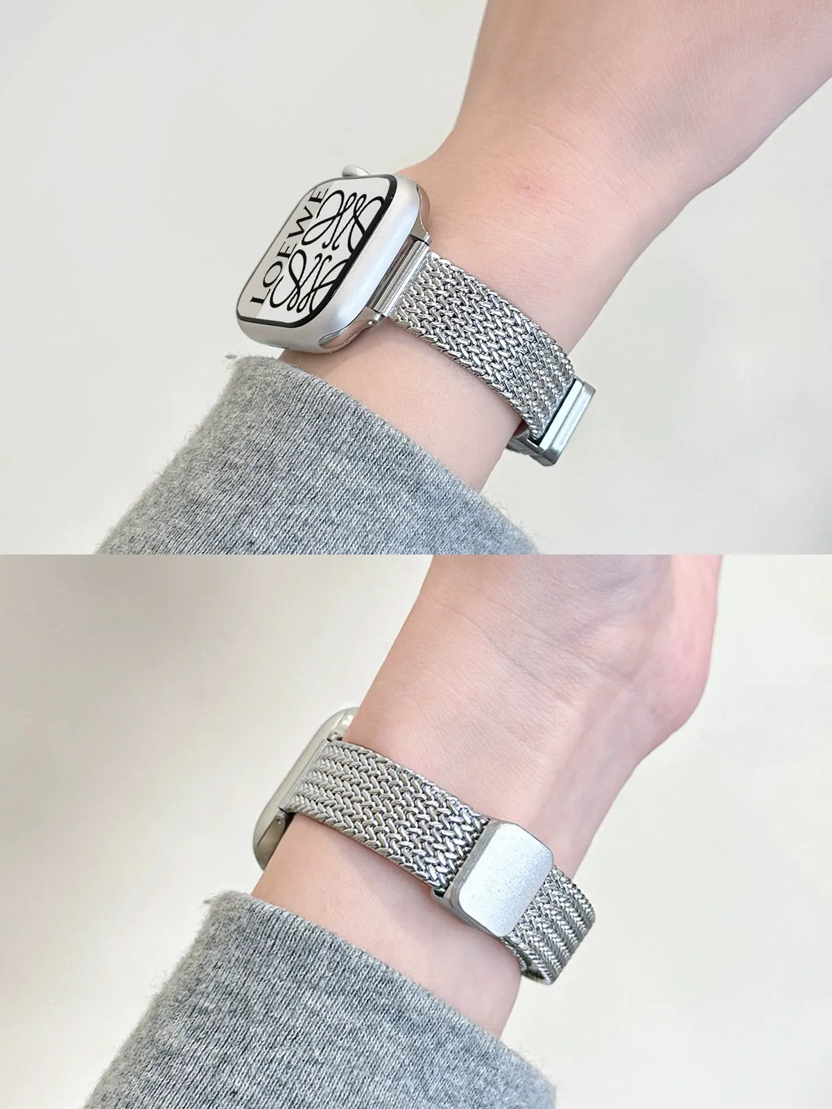 Elegant Stainless Steel Apple Watch Band with Wheat Magnetic Buckle Strap