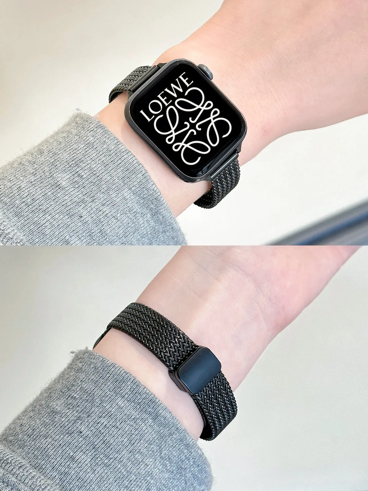 Elegant Stainless Steel Apple Watch Band with Wheat Magnetic Buckle Strap