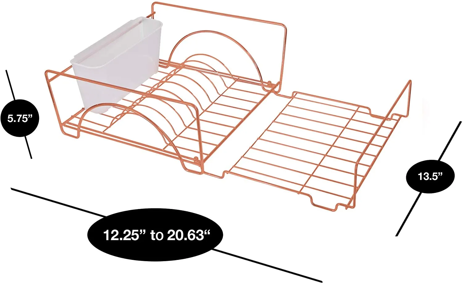 Expandable Dish Drainer Drying Rack with Cutlery Cup
