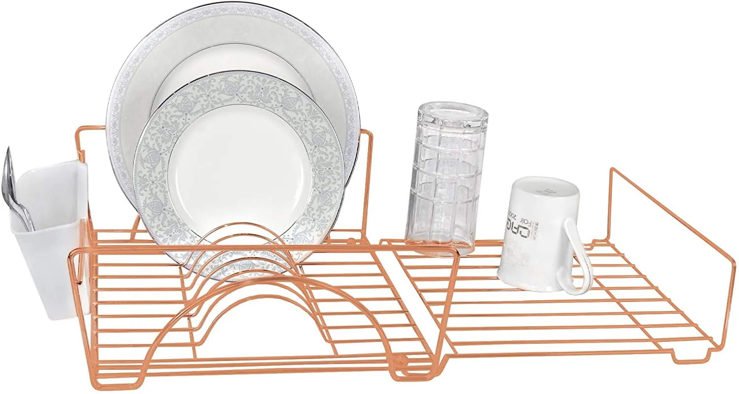 Expandable Dish Drainer Drying Rack with Cutlery Cup