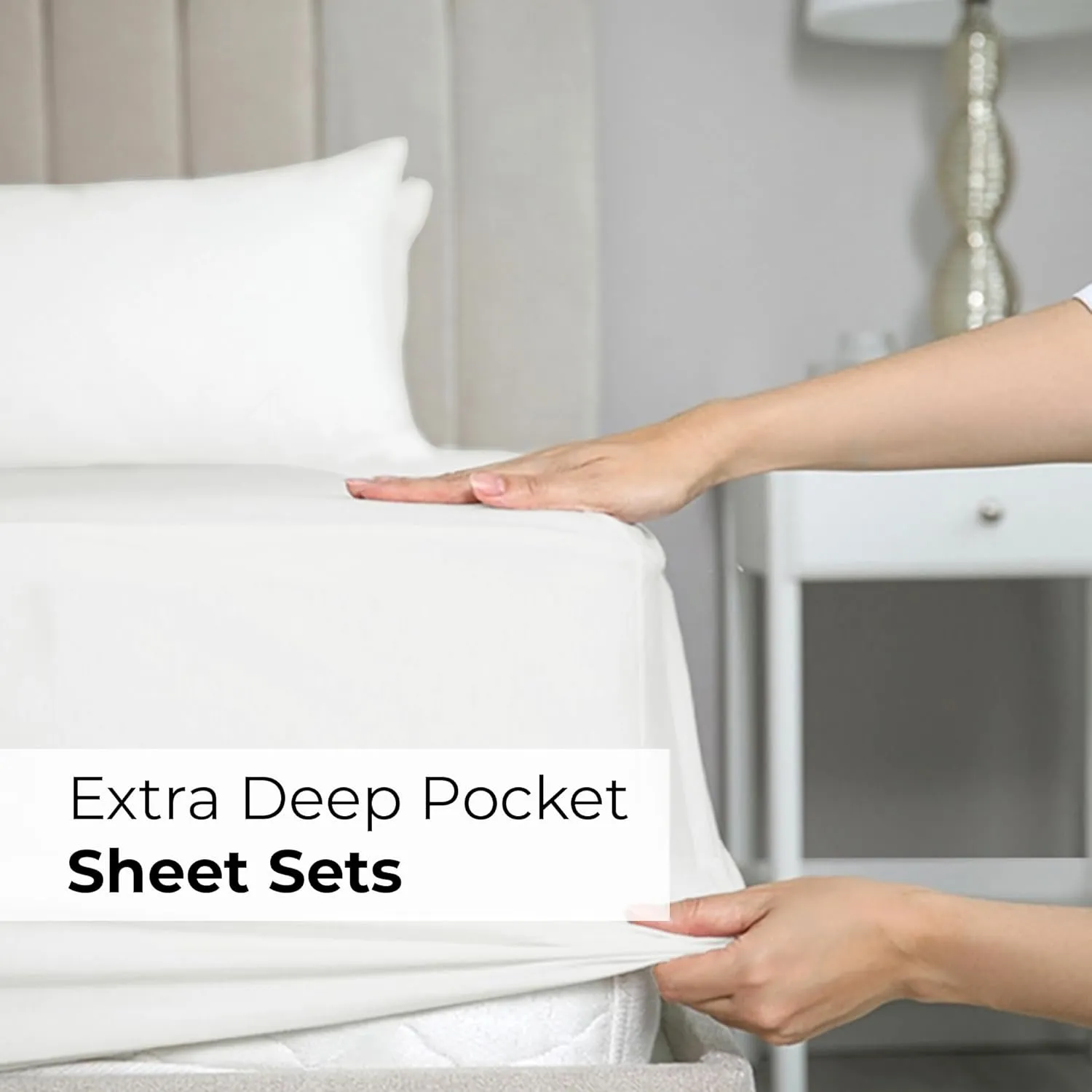 Extra Deep Queen Sheet Set - 6 Piece Breathable & Cooling Sheets - Hotel Luxury Bedding Set w/18-24 Inch Extra Deep Pockets - Easy Fit - Super Soft, Wrinkle Free & Comfy - Antique White, Queen Size