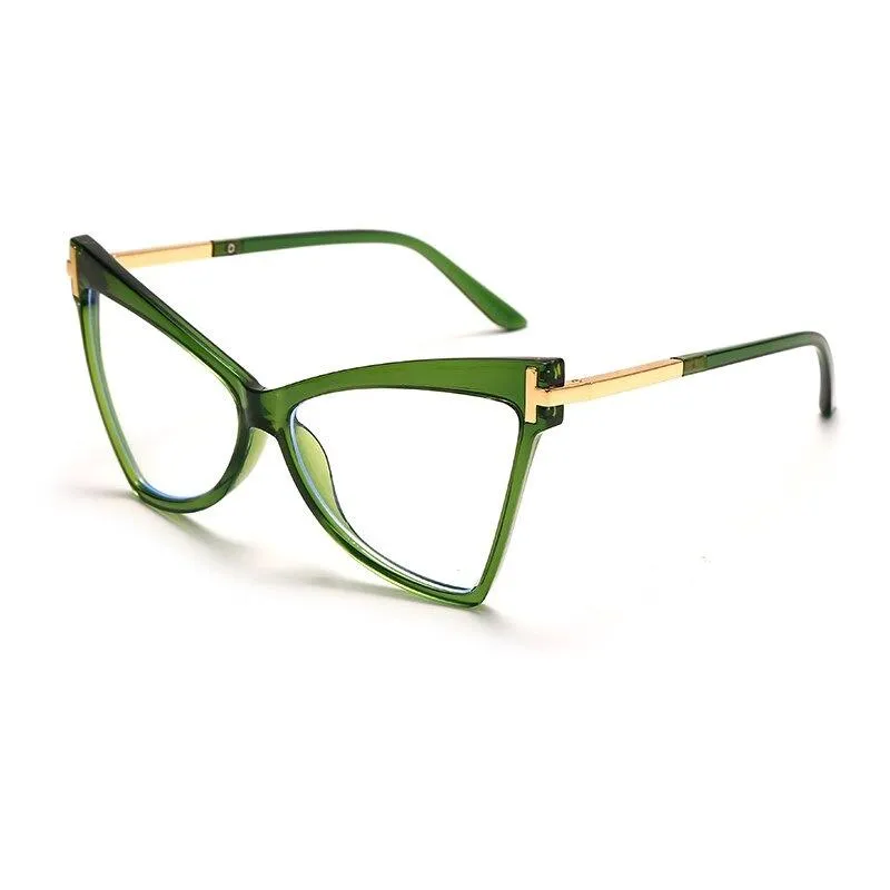 Fashionable Cat Eye Clear Lens Sunglasses