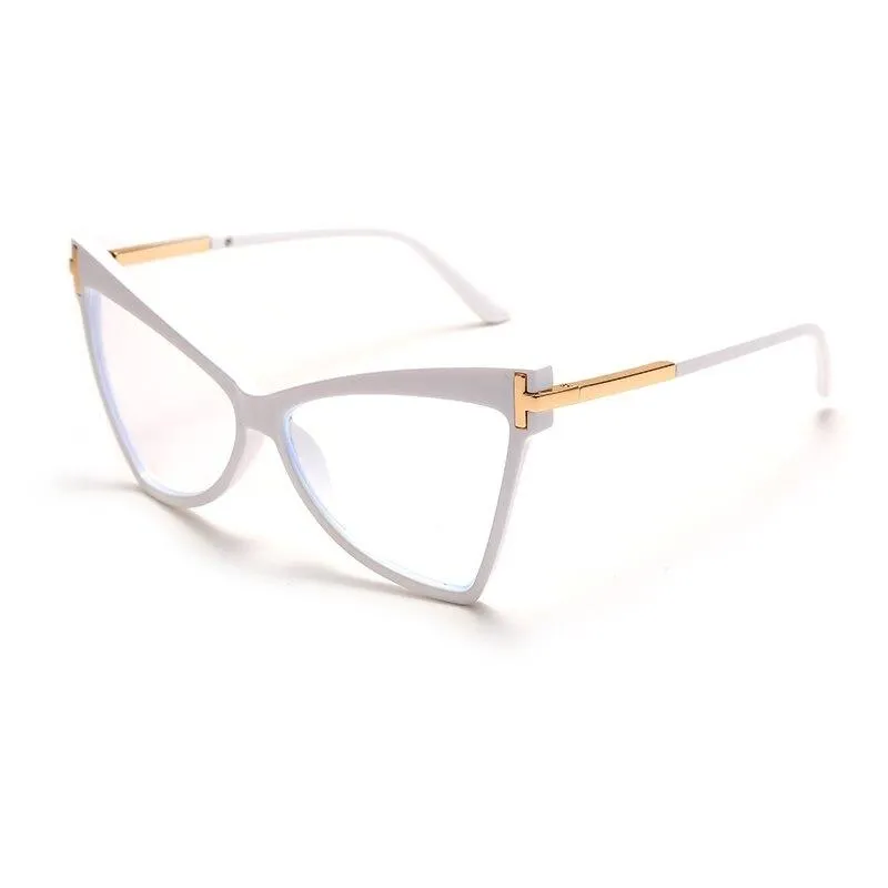Fashionable Cat Eye Clear Lens Sunglasses
