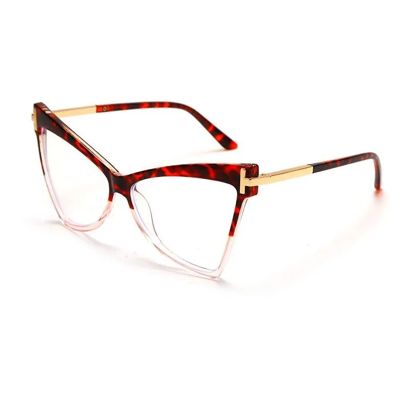 Fashionable Cat Eye Clear Lens Sunglasses