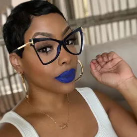 Fashionable Cat Eye Clear Lens Sunglasses