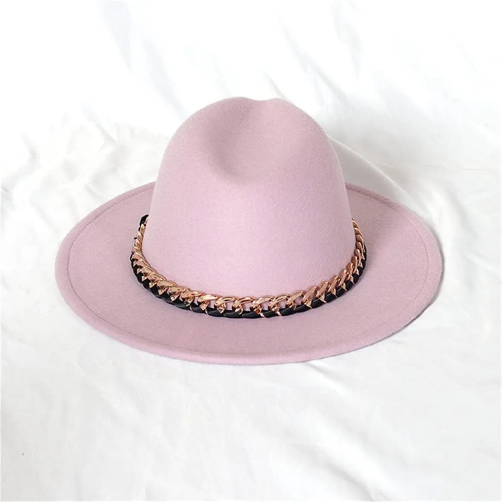Fedora Hat for Men Women Solid Color Fedora Hat Wide Brim Jazz Hat Autumn Winter Panama Hat