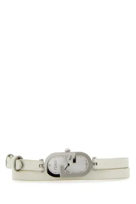FENDI Elegant Leather O Lock Vertical Watch for Women