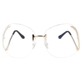 grinderPUNCH Women's Stylish Clear Lens Glasses Rimless Oversized