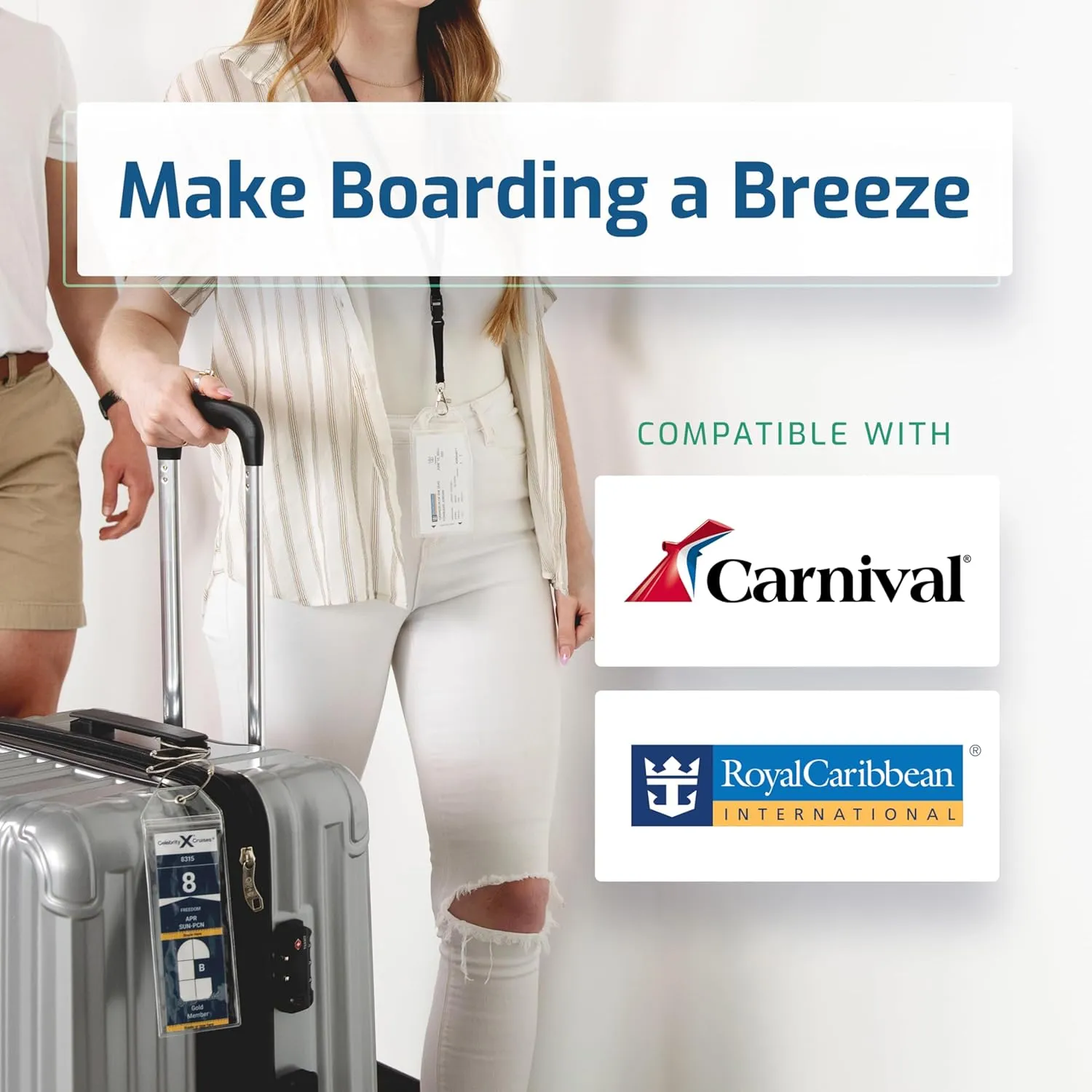 Highwind 8 Pack Luggage Tags for Suitcases   4 ID - Waterproof Cruise Essentials with Steel Loops - 2.5 x 7.25 Inch Durable Travel Tags for Quick ID - Fits Royal Caribbean, Carnival - Narrow