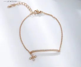Jewelry simple lines inlaid with zirconium cross fashion bracelet girls high-end niche European and American personalized hand jewelry