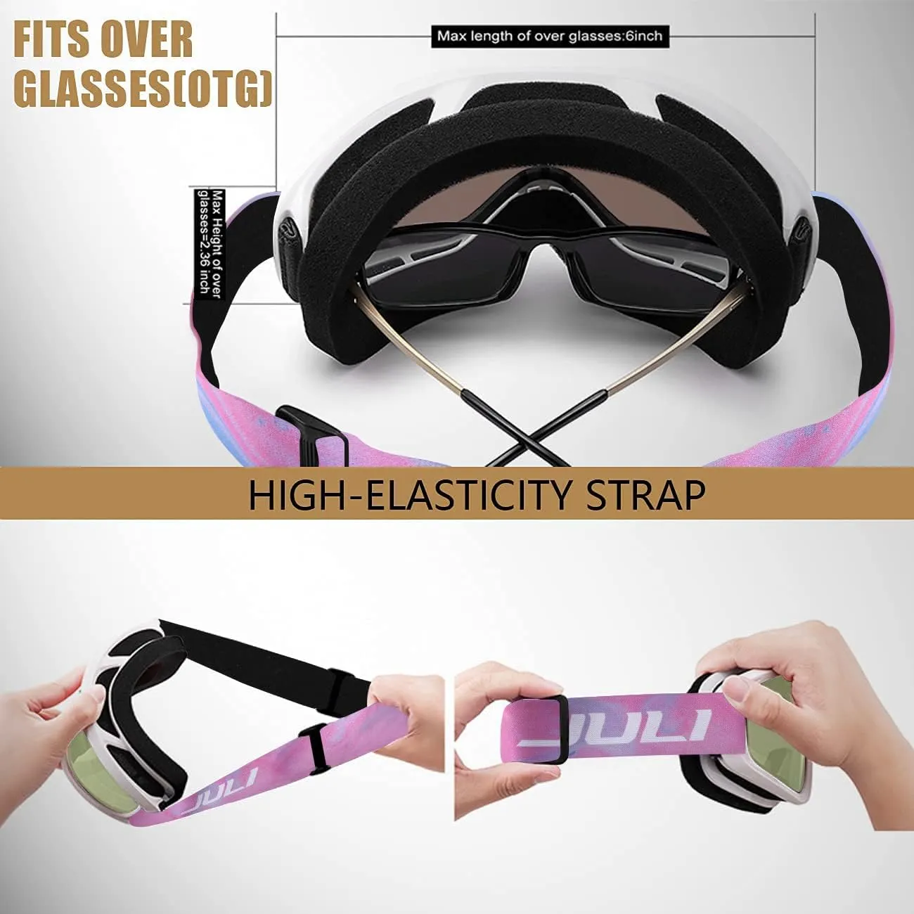 Juli Ski Goggles,Snow Snowboard Goggles Men Women Snowmobile Skiing Skating