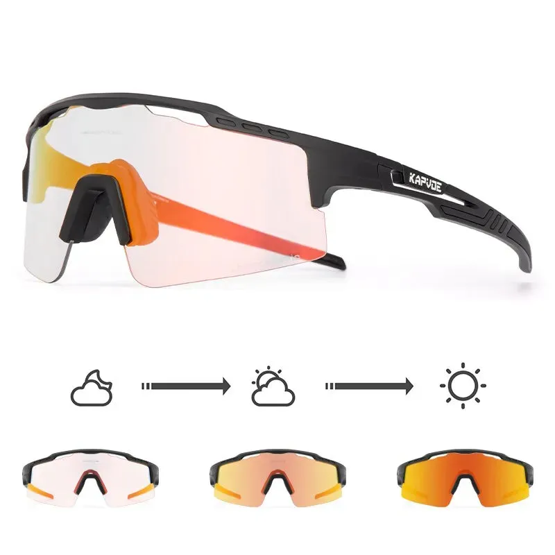 Kapvoe Photochromic Cycling Glasses MTB Adjustable Nose Support Myopia Frame Sports Sunglasses Men Women Eyewear Goggle