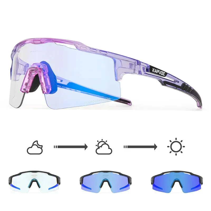 Kapvoe Photochromic Cycling Glasses MTB Adjustable Nose Support Myopia Frame Sports Sunglasses Men Women Eyewear Goggle