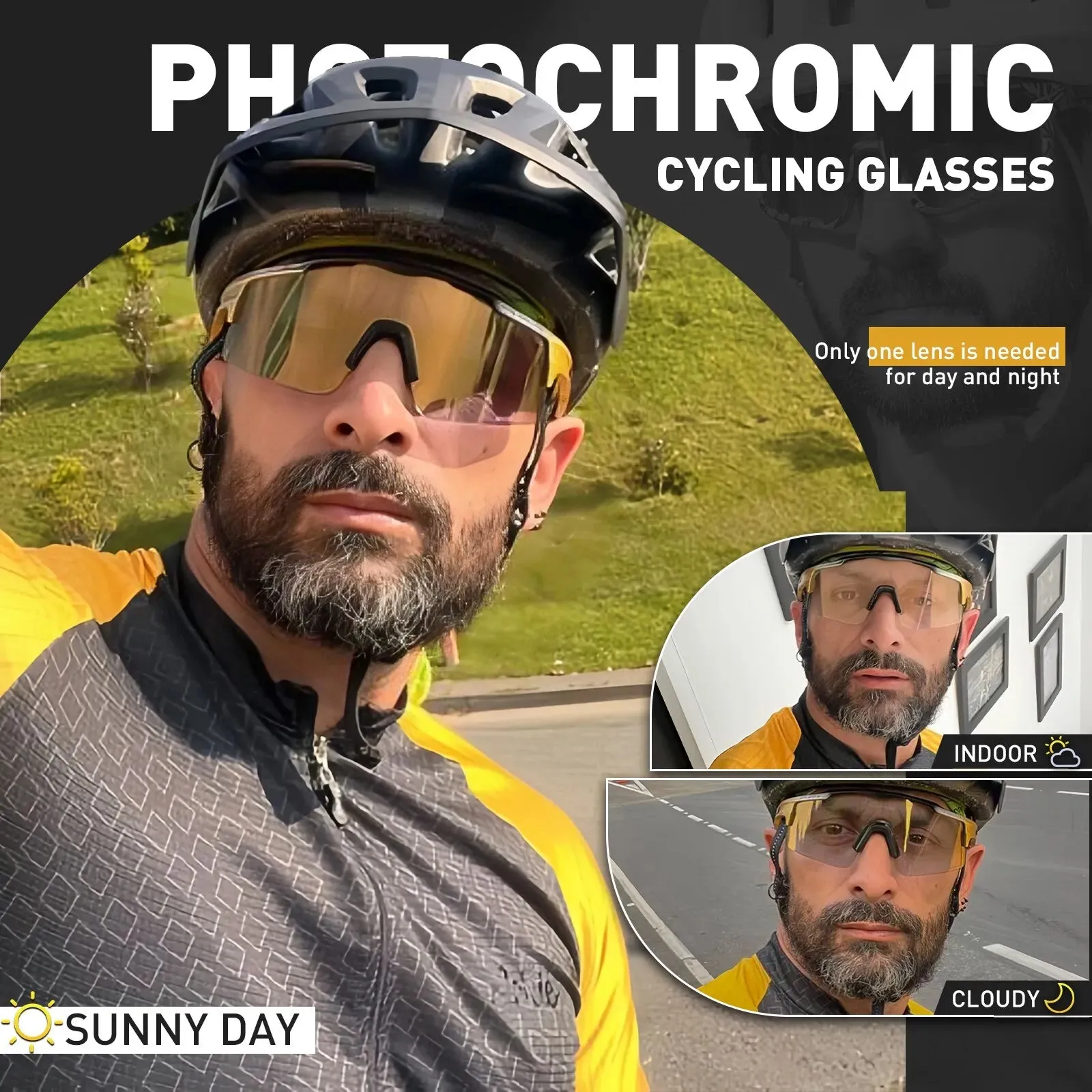 Kapvoe Photochromic Cycling Glasses MTB Adjustable Nose Support Myopia Frame Sports Sunglasses Men Women Eyewear Goggle