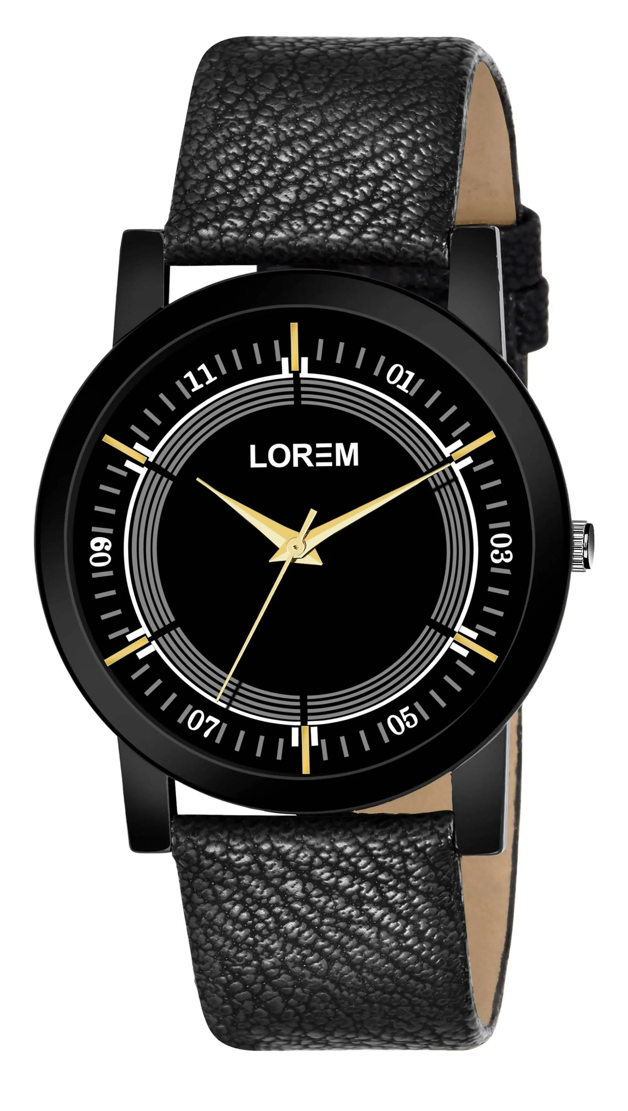 LOREM Black Sllim Analog Watch For Men LR48