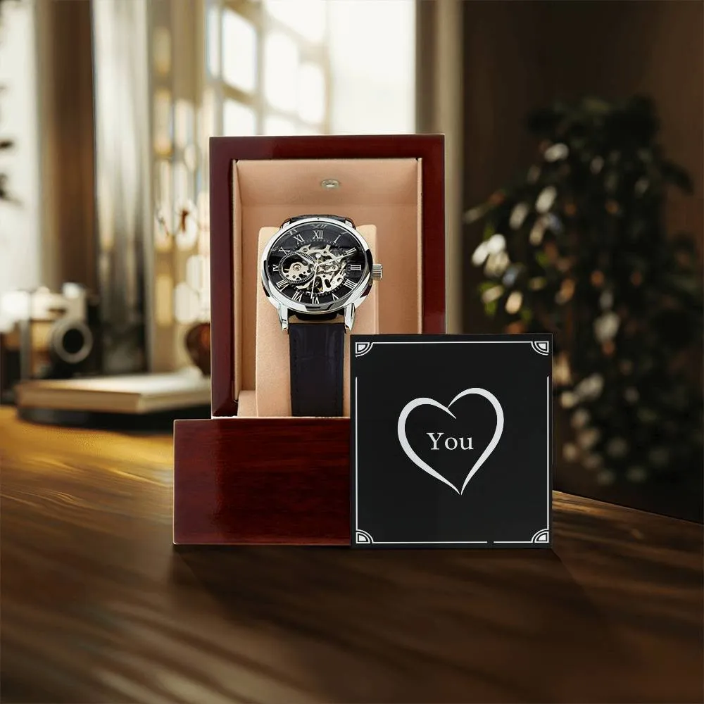 Love You Valentine Anniversary Gift For Men Openwork Watch