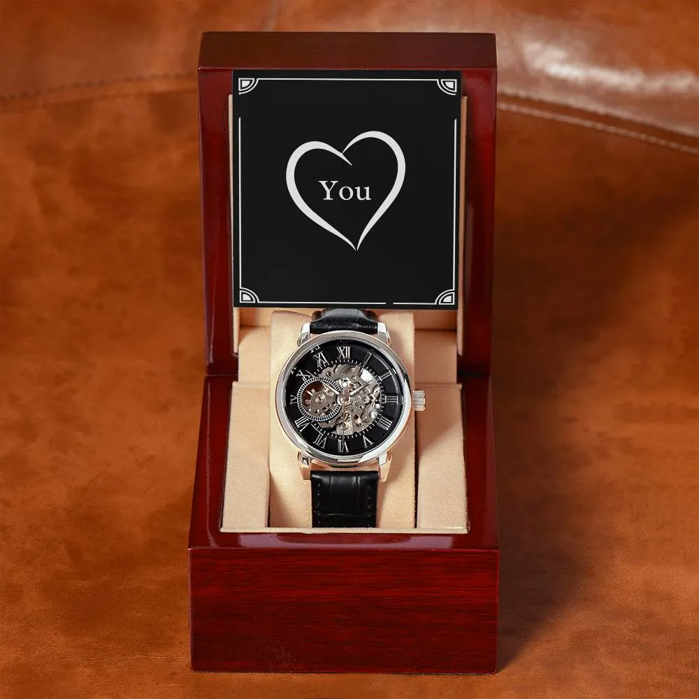 Love You Valentine Anniversary Gift For Men Openwork Watch