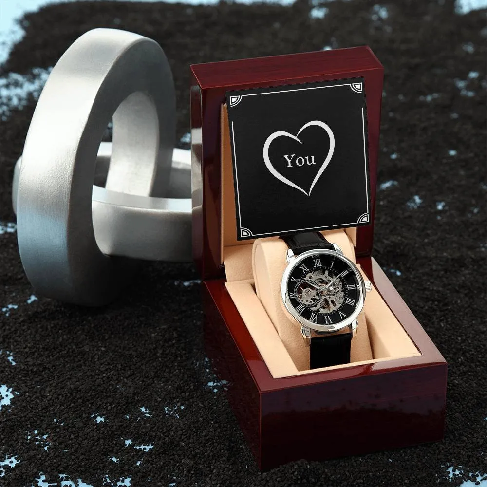Love You Valentine Anniversary Gift For Men Openwork Watch