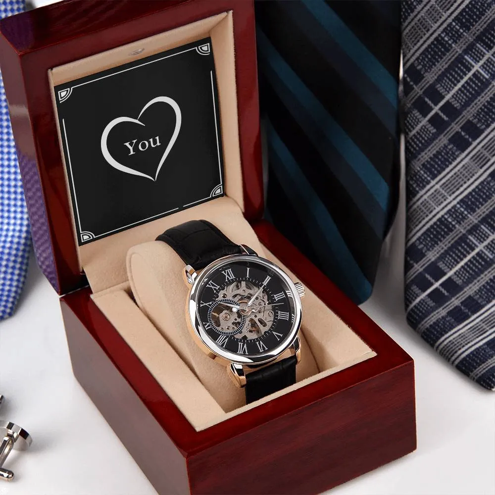 Love You Valentine Anniversary Gift For Men Openwork Watch