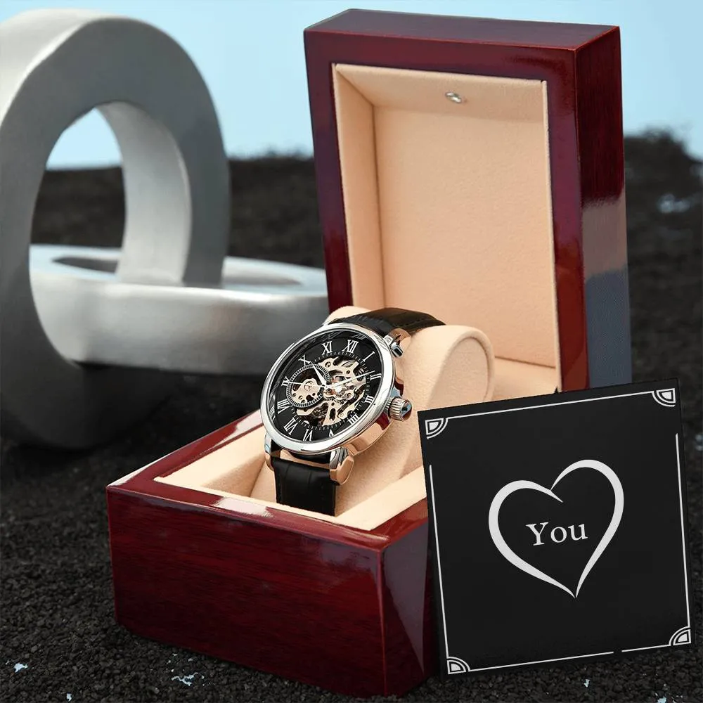 Love You Valentine Anniversary Gift For Men Openwork Watch