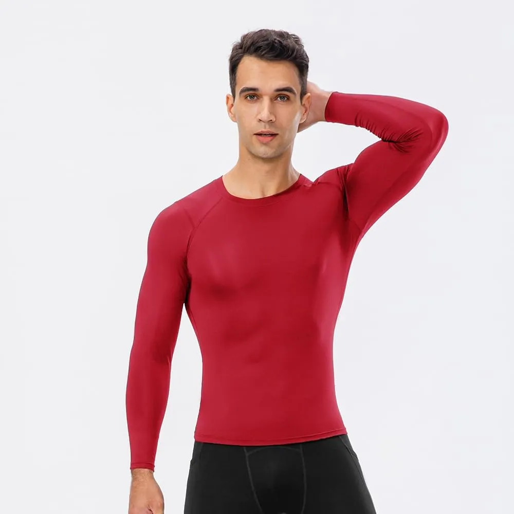 Men's Compression Shirts Long Sleeve Athletic Workout Gym Shirt Sports Baselayer Running Undershirts