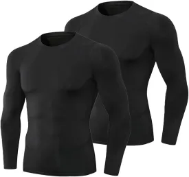 Men's Compression Shirts Long Sleeve Athletic Workout Gym Shirt Sports Baselayer Running Undershirts