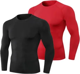 Men's Compression Shirts Long Sleeve Athletic Workout Gym Shirt Sports Baselayer Running Undershirts