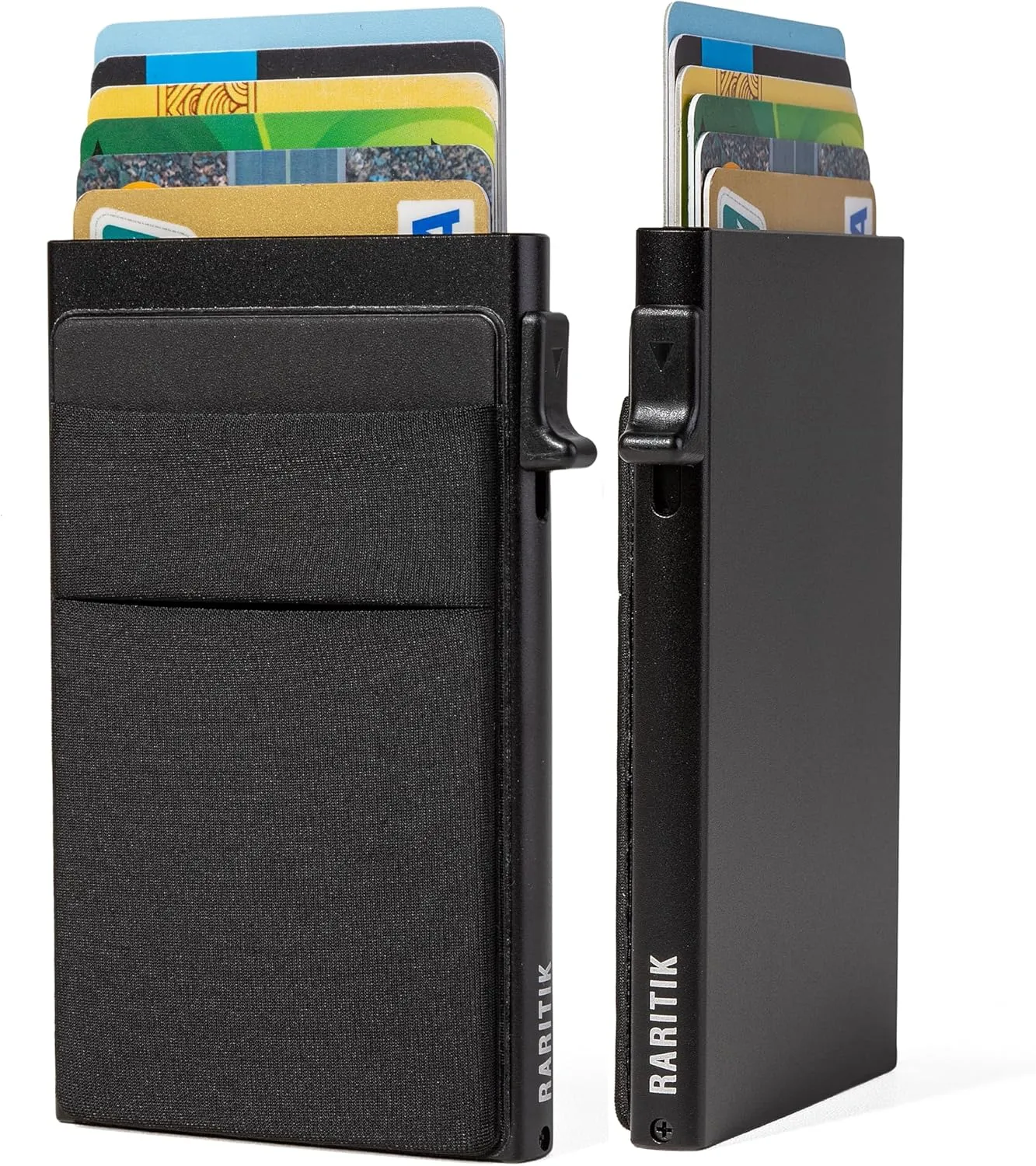Minimalist Carbon Fiber Wallet for Men, Money Clip Cash Strap Wallet, RFID Blocking Metal Wallet Aluminum Card Holder,Front Pocket Wallet
