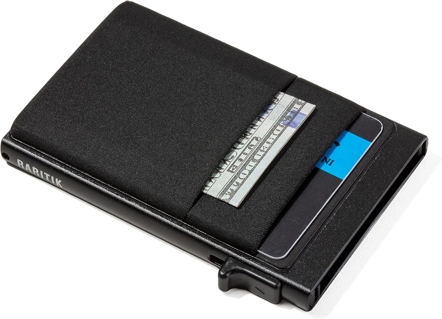 Minimalist Carbon Fiber Wallet for Men, Money Clip Cash Strap Wallet, RFID Blocking Metal Wallet Aluminum Card Holder,Front Pocket Wallet