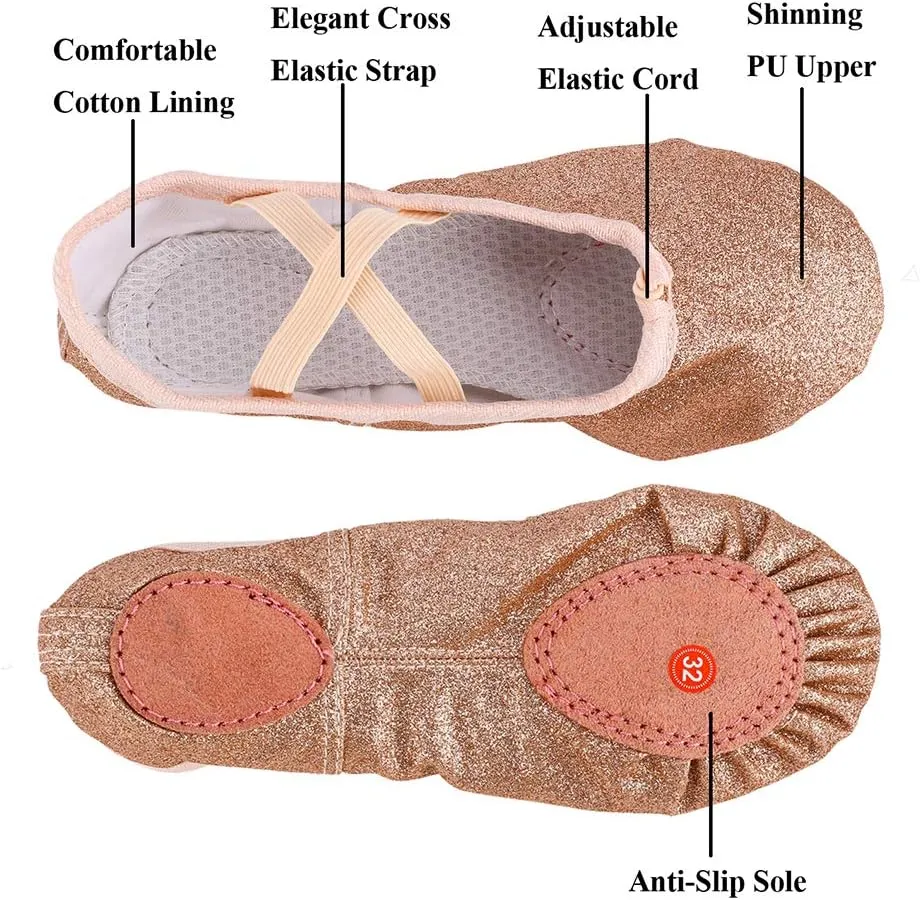 MSMAX Ballet Shoes Wedding Party Dance Flats for Girls (Toddler/Little Kid/Big Kid)